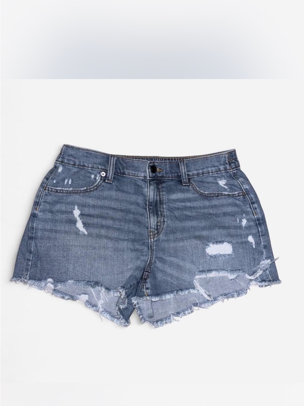 Distressed Denim Shorts — Blue